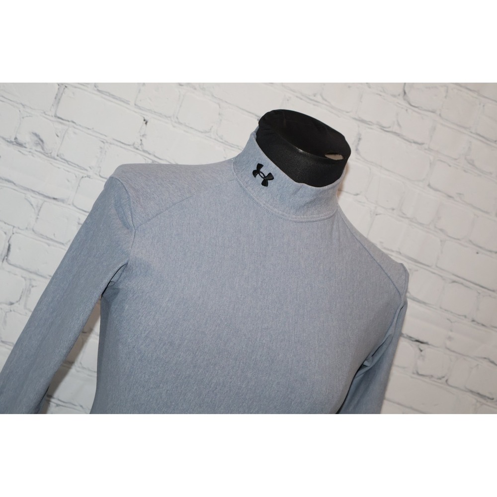 Under Armour Mock Neck Women Medium Blue ColdGear Base Layer Gym Workout